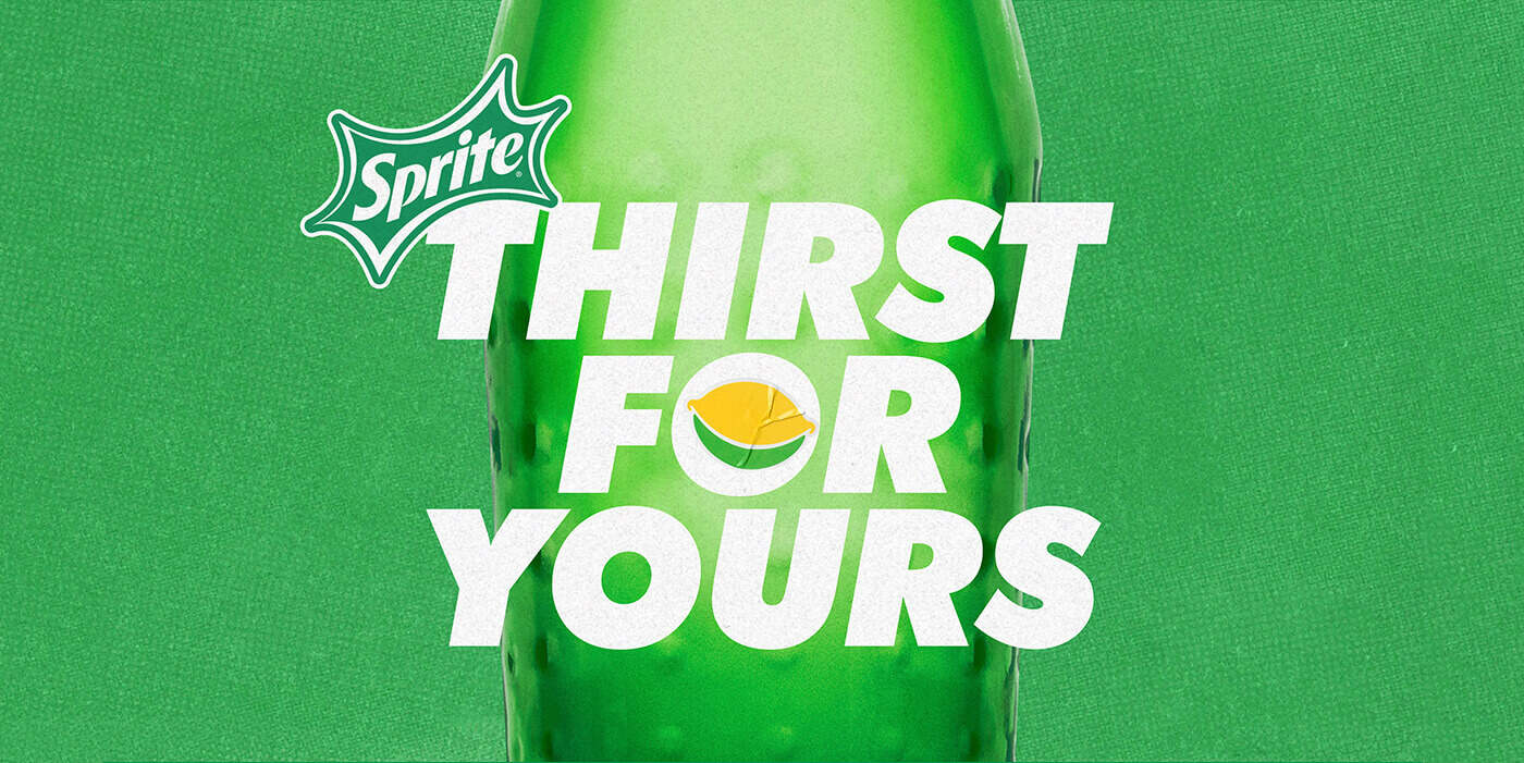 sprite bottle with 'thirst for yours' on it